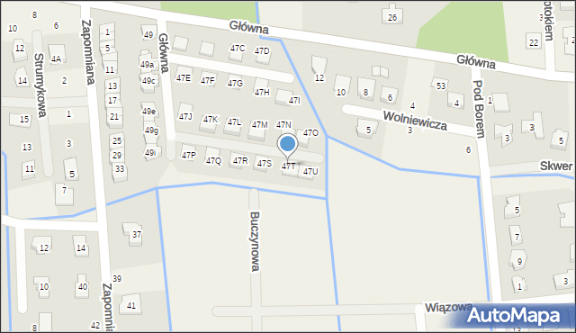 Borówiec, Główna, 47T, mapa Borówiec