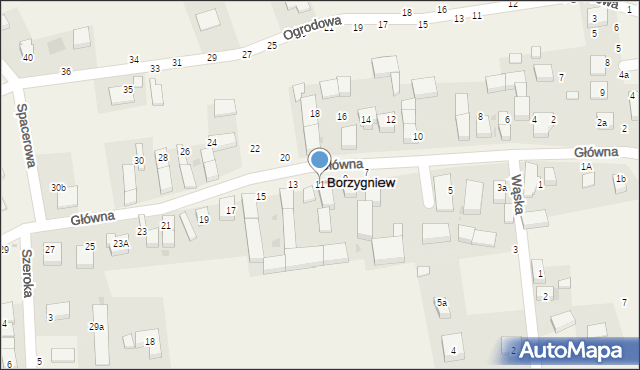 Borzygniew, Główna, 11, mapa Borzygniew