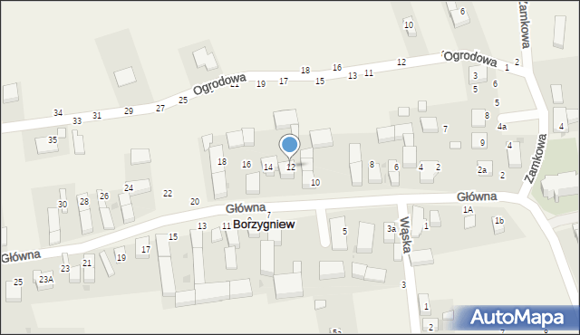 Borzygniew, Główna, 12, mapa Borzygniew