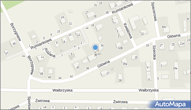 Borzygniew, Główna, 36, mapa Borzygniew