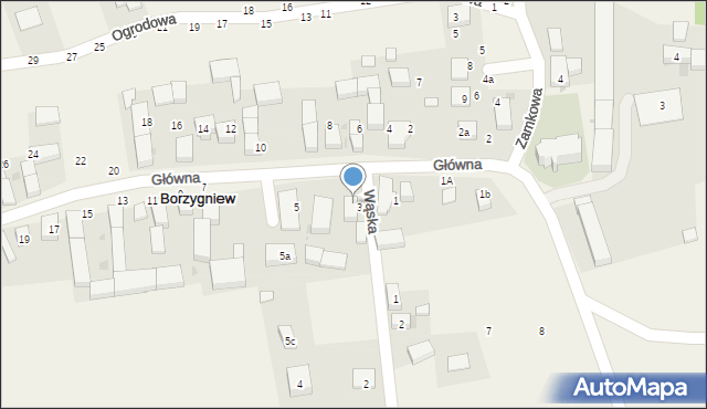 Borzygniew, Główna, 3a, mapa Borzygniew