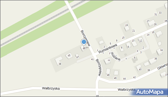 Borzygniew, Główna, 49, mapa Borzygniew