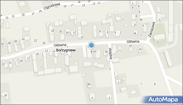 Borzygniew, Główna, 5, mapa Borzygniew