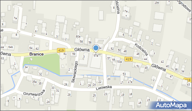 Branice, Główna, 57a, mapa Branice