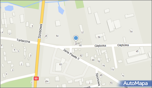 Brok, Głęboka, 13, mapa Brok