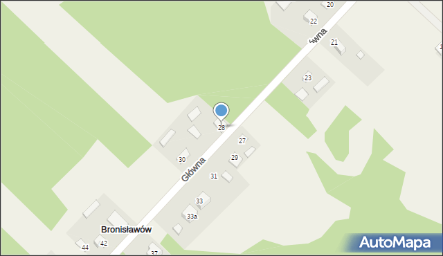 Bronisławów, Główna, 28, mapa Bronisławów