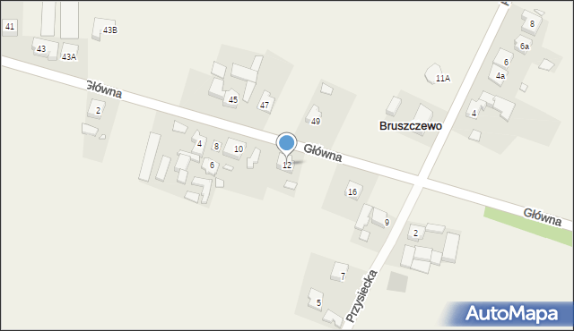 Bruszczewo, Główna, 12, mapa Bruszczewo