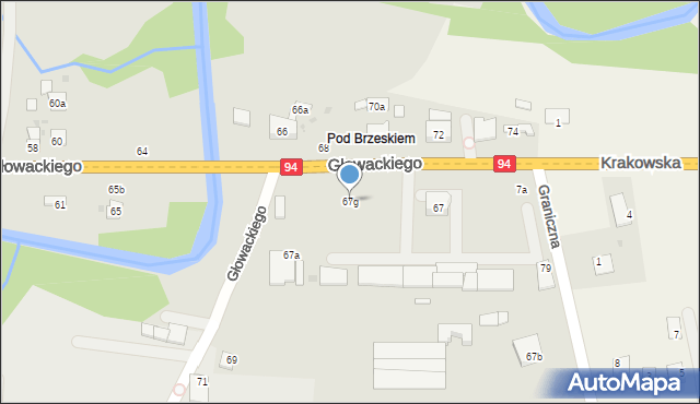 Brzesko, Głowackiego Bartosza, 67g, mapa Brzesko