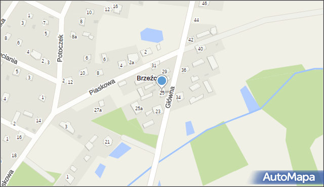 Brzeźce, Główna, 25, mapa Brzeźce