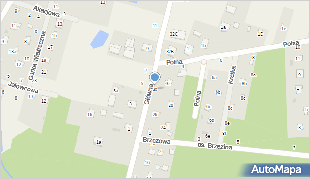 Brzeźce, Główna, 30, mapa Brzeźce