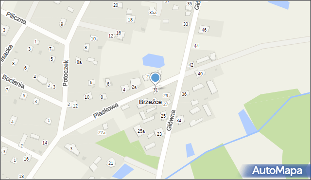 Brzeźce, Główna, 31, mapa Brzeźce