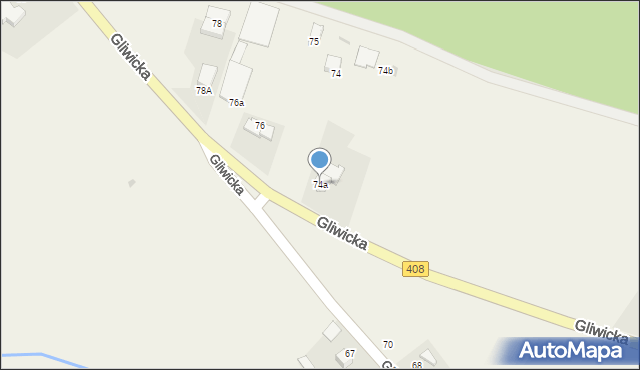 Brzeźce, Gliwicka, 74a, mapa Brzeźce