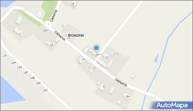 Brzezinki, Główna, 13, mapa Brzezinki