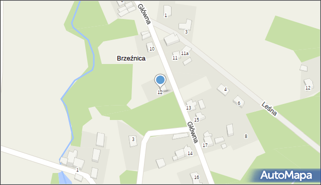 Brzeźnica, Główna, 12, mapa Brzeźnica