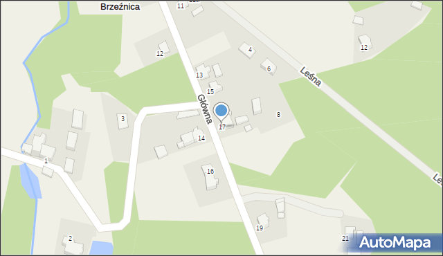 Brzeźnica, Główna, 17, mapa Brzeźnica