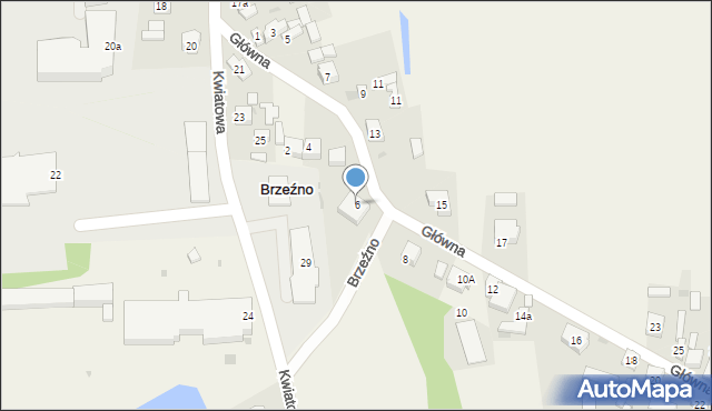 Brzeźno, Główna, 6, mapa Brzeźno