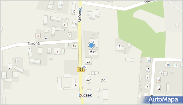 Buczek, Główna, 22A, mapa Buczek