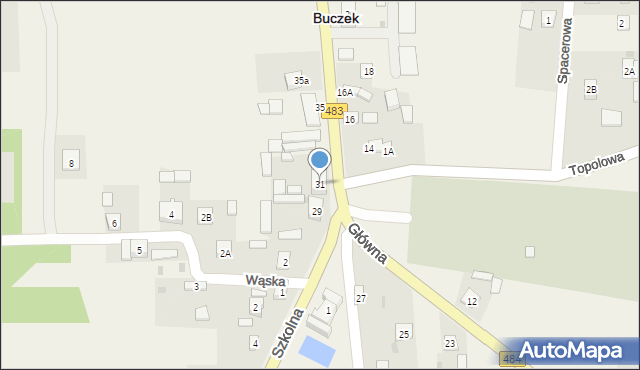 Buczek, Główna, 31, mapa Buczek