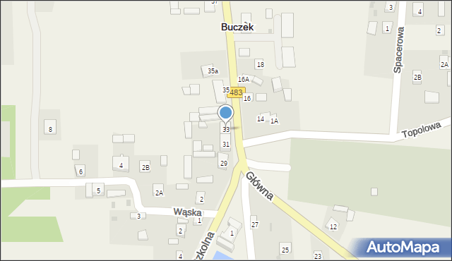 Buczek, Główna, 33, mapa Buczek