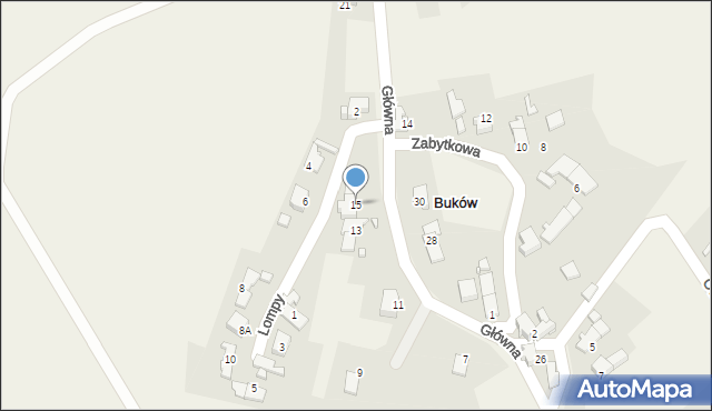 Buków, Główna, 15, mapa Buków