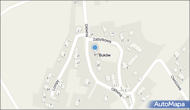 Buków, Główna, 30, mapa Buków