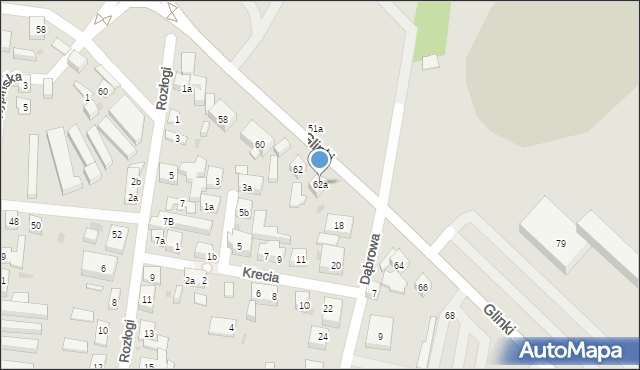 Bydgoszcz, Glinki, 62a, mapa Bydgoszczy