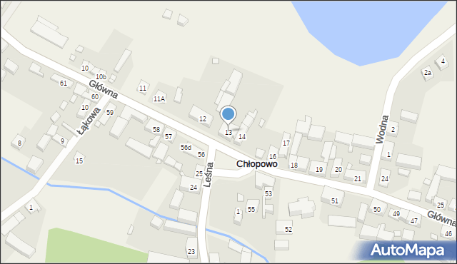 Chłopowo, Główna, 13, mapa Chłopowo