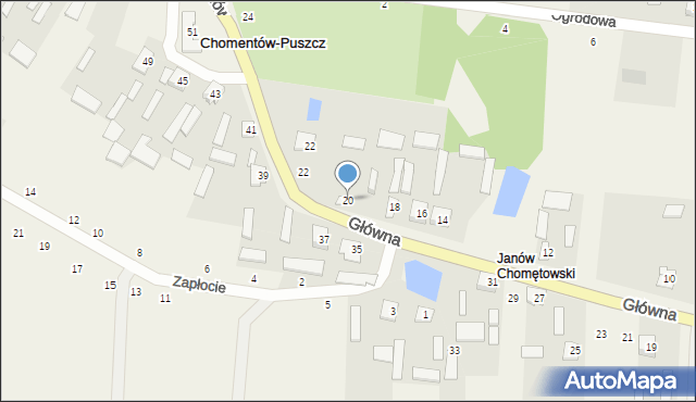 Chomentów-Puszcz, Główna, 20, mapa Chomentów-Puszcz