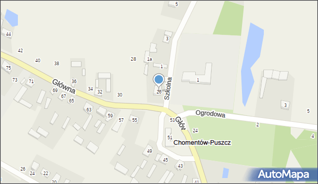 Chomentów-Puszcz, Główna, 26, mapa Chomentów-Puszcz