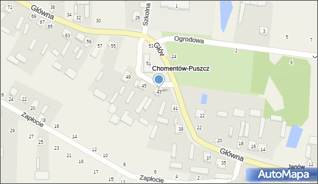 Chomentów-Puszcz, Główna, 43, mapa Chomentów-Puszcz