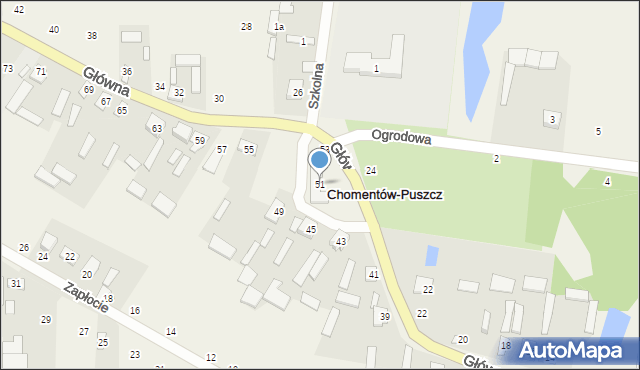 Chomentów-Puszcz, Główna, 51, mapa Chomentów-Puszcz