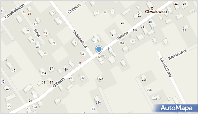 Chwałowice, Główna, 32, mapa Chwałowice