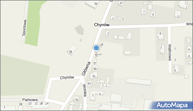 Chynów, Główna, 51, mapa Chynów