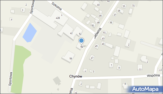 Chynów, Główna, 54, mapa Chynów