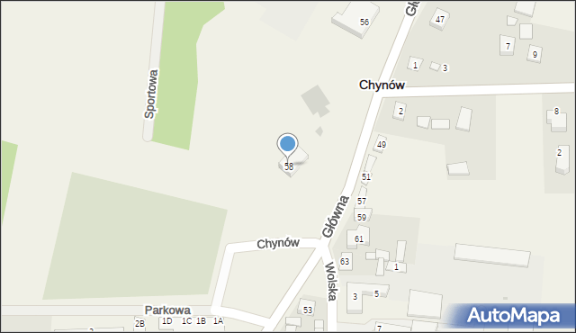 Chynów, Główna, 58, mapa Chynów