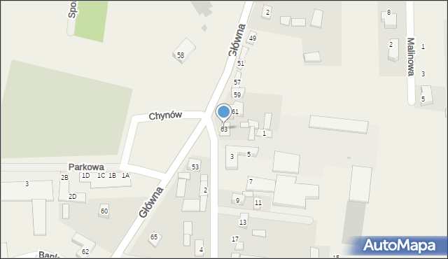 Chynów, Główna, 63, mapa Chynów