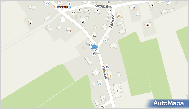 Cieciorka, Główna, 13, mapa Cieciorka