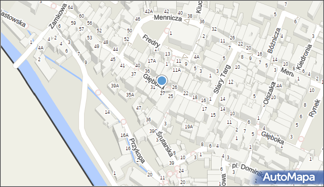 Cieszyn, Głęboka, 27, mapa Cieszyna