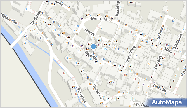 Cieszyn, Głęboka, 32, mapa Cieszyna