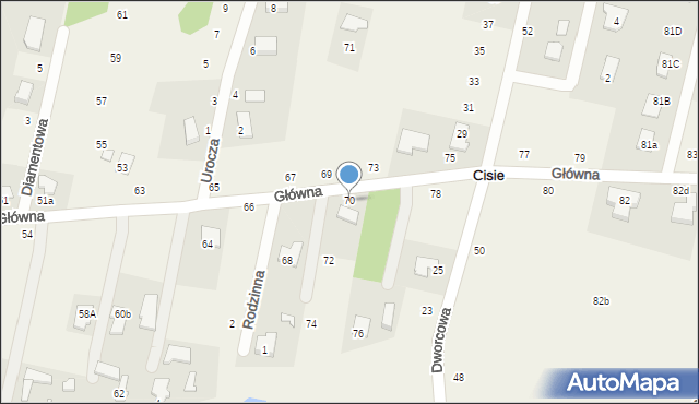 Cisie, Główna, 70, mapa Cisie