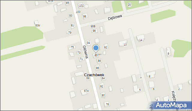 Czachówek, Główna, 90, mapa Czachówek