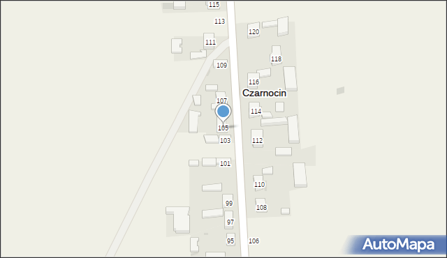 Czarnocin, Główna, 105, mapa Czarnocin