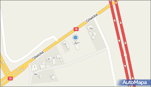 Czekanów, Gliwicka, 23b, mapa Czekanów