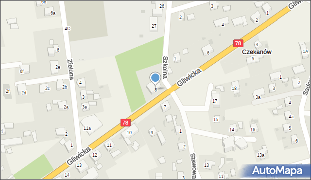 Czekanów, Gliwicka, 8, mapa Czekanów