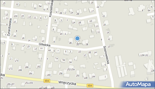 Częstochowa, Gliwicka, 2D, mapa Częstochowy