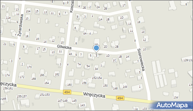 Częstochowa, Gliwicka, 3, mapa Częstochowy