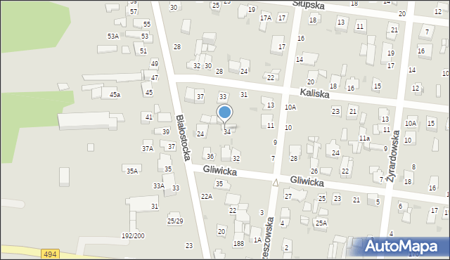 Częstochowa, Gliwicka, 34A, mapa Częstochowy