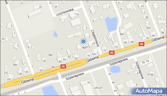 Częstochowa, Główna, 76A, mapa Częstochowy