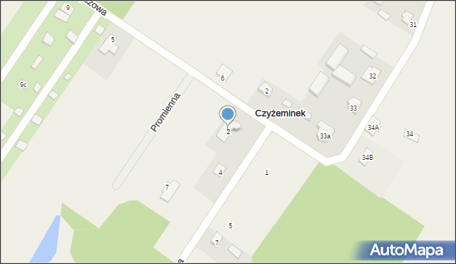 Czyżeminek, Główna, 2, mapa Czyżeminek