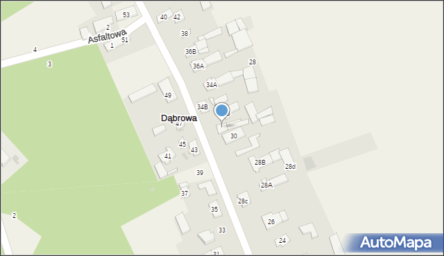 Dąbrowa, Główna, 32A, mapa Dąbrowa